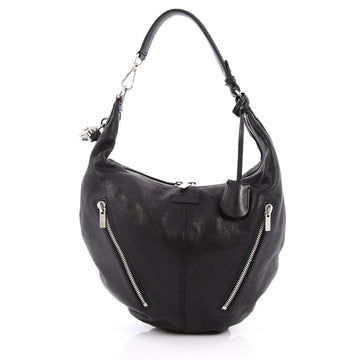 Alexander McQueen Padlock Biker Hobo Leather Black 2025101