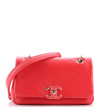 Chanel Twist Chain Enamel CC Flap Bag Quilted Lambskin Medium