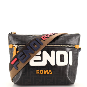 Fendi Mania Logo Zip Pouch Zucca Coated Canvas Large