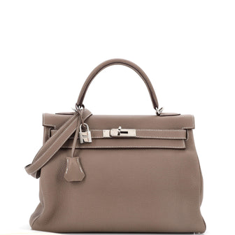 Hermes Kelly Handbag Grey Togo with Palladium Hardware 32
