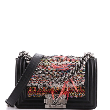 Chanel Boy Flap Bag Quilted Tweed Small