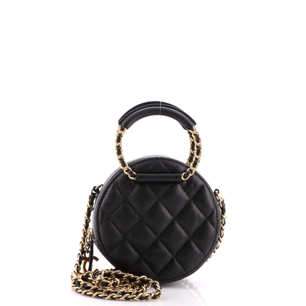 Chanel In The Loop Round Clutch with Chain Quilted Caviar Mini Black  20254061