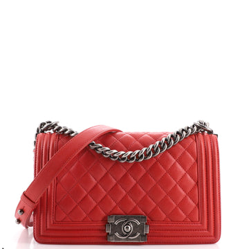 Chanel Boy Flap Bag Quilted Calfskin Old Medium