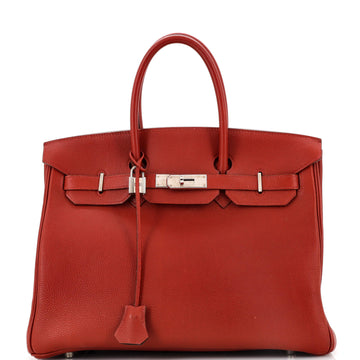 Hermes Birkin Handbag Red Togo with Palladium Hardware 35