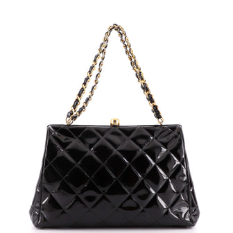 Chanel Vintage Chain Frame Bag Quilted Patent Medium