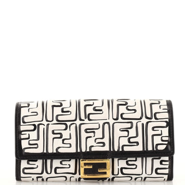 Fendi Baguette Continental Wallet Printed Zucca Embossed Leather