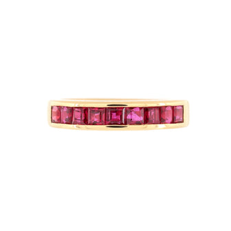 Tiffany & Co. Half Eternity Band Ring 18K Rose Gold with Rubies