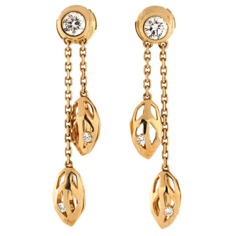 Cartier Caresse d'Orchidées Leaf Motif Drop Earrings 18K Yellow Gold with Diamonds