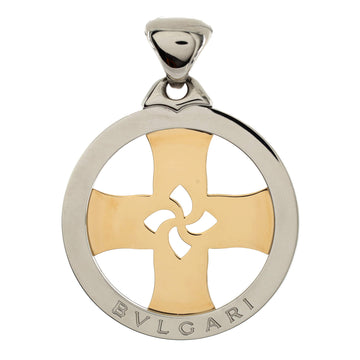 Bvlgari Tondo Cross Pendant Pendant & Charms Stainless Steel with 18K Yellow Gold