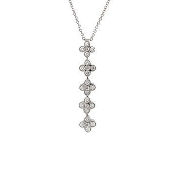Tiffany & Co. Flower Cluster Drop Pendant Necklace Platinum and Diamonds