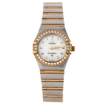 Omega Constellation Quartz Watch Stainless Steel and Yellow Gold with Diamond Bezel and Mother of Pearl 23