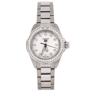 Tag Heuer Aquaracer 200M Quartz Watch Stainless Steel with Diamond Bezel and Markers and Mother of Pearl 30