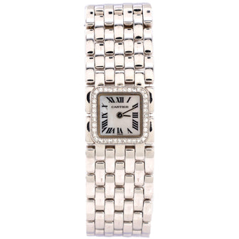 Cartier Panthere Ruban Quartz Watch White Gold with Diamond Bezel and Mother of Pearl 17