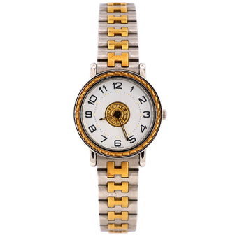Hermes Sellier Quartz Watch Stainless Steel and Plated Metal 24