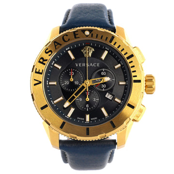 Versace Casual Chronograph Quartz Watch PVD Stainless Steel and Leather 48