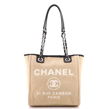 Chanel North South Deauville Tote Canvas Small