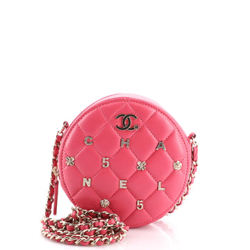 Chanel Lucky Charms Round Clutch With Chain Quilted Lambskin Mini