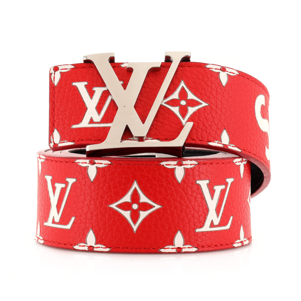 Louis Vuitton LV Initiales Belt Limited Edition Supreme Monogram Leather  Wide Red 20255436