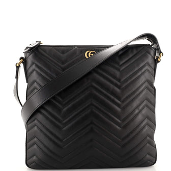 Gucci GG Marmont Zip Messenger Bag Matelasse Leather Medium