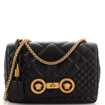 Versace Medusa Padlock Icon Flap Bag Quilted Leather Medium