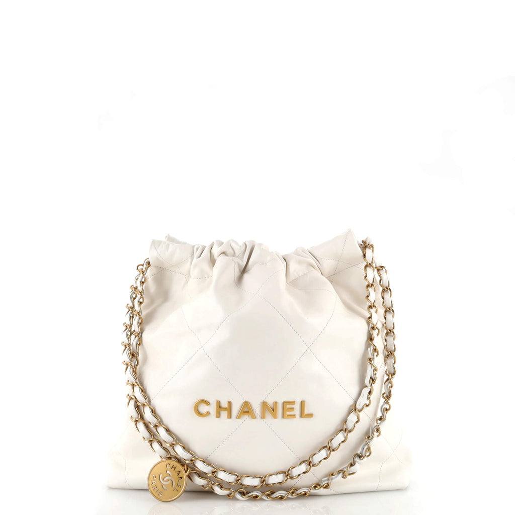 Chanel 22 Chain Hobo Quilted Calfskin Small White 20255457