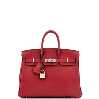 Hermes Birkin Handbag Red Togo with Brushed Palladium Hardware 25