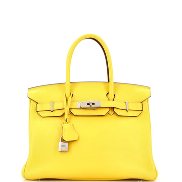 Hermes Birkin Handbag Yellow Novillo with Palladium Hardware 30