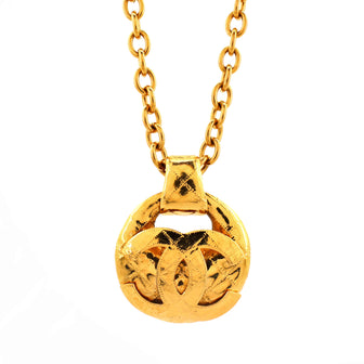 Chanel Vintage CC Round Cut-Out Pendant Necklace Metal