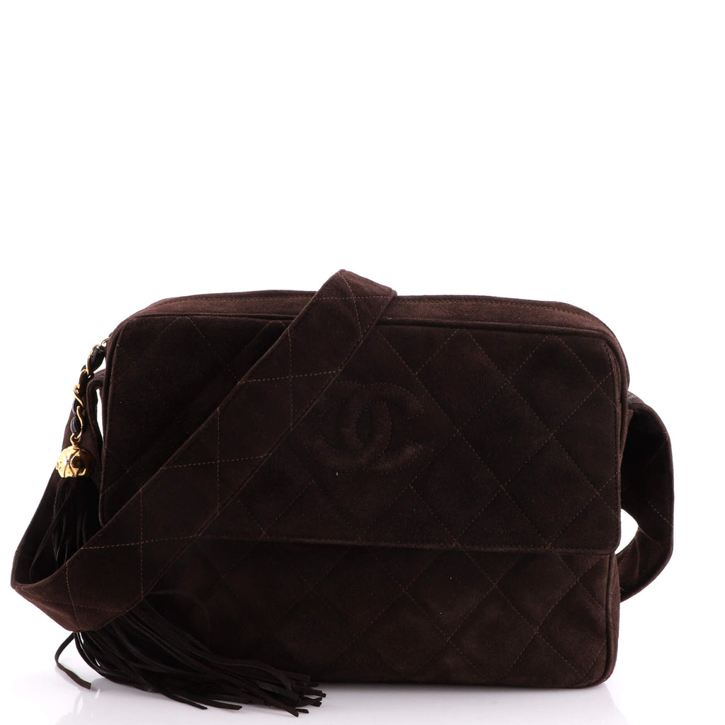 Chanel Vintage Diamond CC Flap Pocket Shoulder Bag Quilted Suede Medium  Brown 20256533