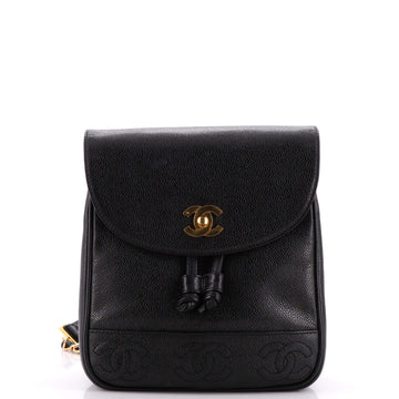 Chanel Vintage Triple Stitched CC Flap Backpack Caviar Small