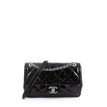 Chanel Coco Shine Flap Bag Quilted Patent Small Black