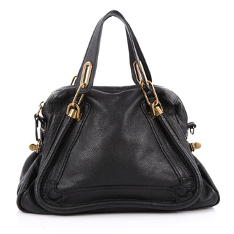 Chloe Paraty Top Handle Bag Leather Medium Black 2025902