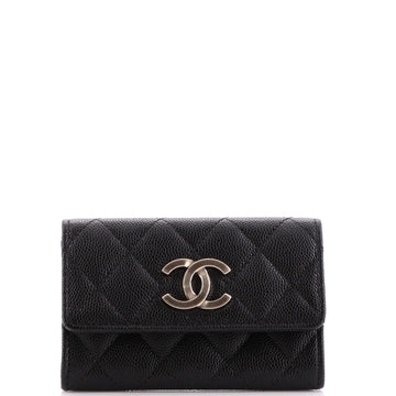 Chanel Textured CC Flap Card Case Quilted Caviar