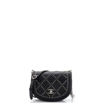 Chanel Coco Eyelets Round Flap Bag Quilted Calfskin Small