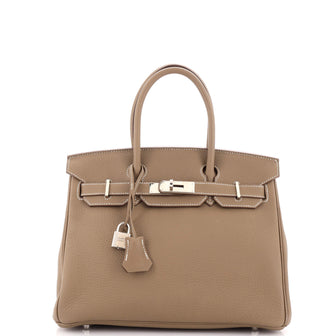 Hermes Birkin Handbag Grey Togo with Palladium Hardware 30