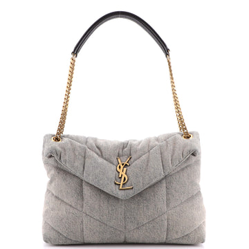 Saint Laurent LouLou Puffer Shoulder Bag Quilted Vintage Denim Medium