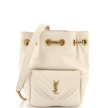 Saint Laurent Joe Chain Bucket Bag Matelasse Chevron Leather Mini