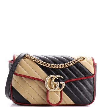 Gucci GG Marmont Flap Bag Diagonal Quilted Leather Small