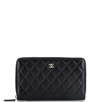 Chanel Zip Around Organizer Wallet Quilted Lambskin Large