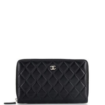 Chanel Zip Around Organizer Wallet Quilted Lambskin Large