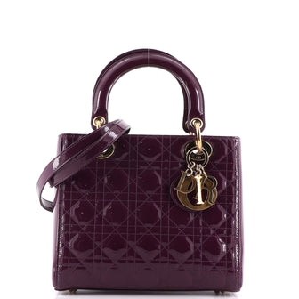 Christian Dior Lady Dior Bag Cannage Quilt Patent Medium
