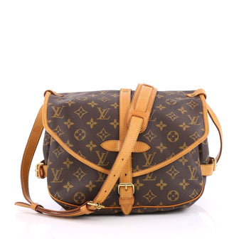Louis Vuitton Saumur Handbag Monogram Canvas MM Brown