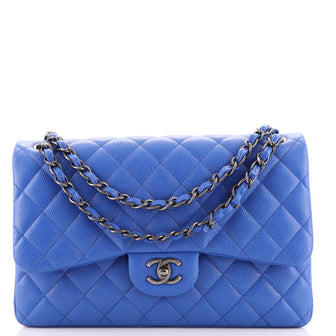 Chanel Classic Double Flap Bag Quilted Caviar Jumbo
