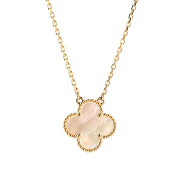 Van Cleef & Arpels Vintage Alhambra Pendant Necklace 18K Yellow Gold and Mother of Pearl