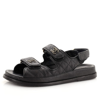 Chanel Women's Velcro Dad Sandals Quilted Leather