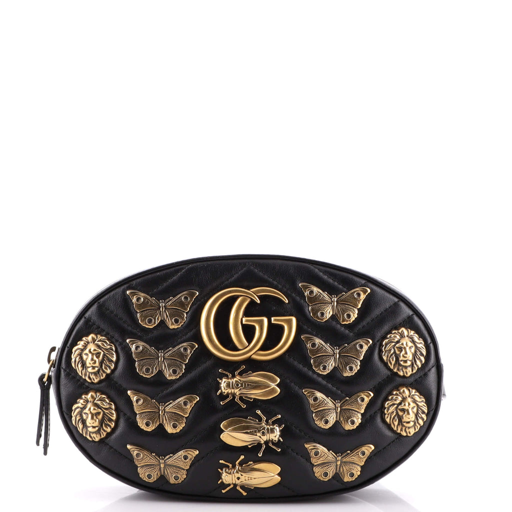 Gucci Gg Marmont Belt Bag Matelasse #270478G85B Gucci Calfskin Matelasse GG Marmont Belt Bag 85 34 Black  main image 3