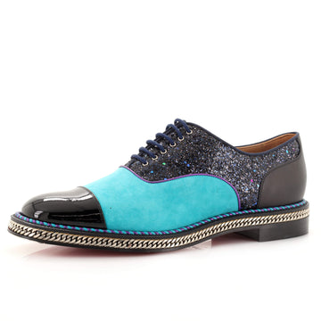 Christian Louboutin Men's Dechaine Flat Oxfords Glitter, Suede and Patent