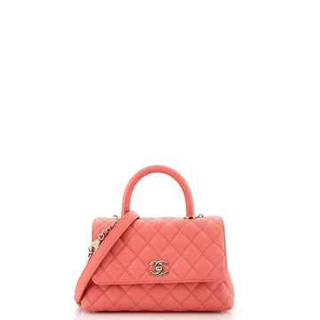 Chanel Coco Top Handle Bag Quilted Caviar Mini
