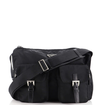 Prada Zip Buckle Messenger Bag Tessuto Medium