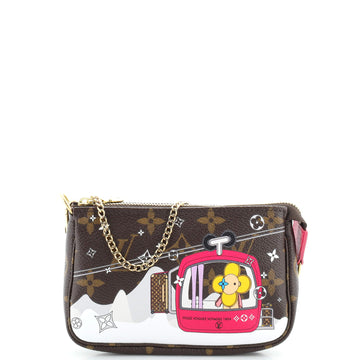 Louis Vuitton Pochette Accessoires Limited Edition Vivienne Xmas Monogram Canvas Mini